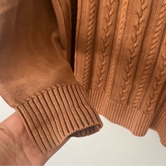 Vintage FX Fusion Men’s Cable Knit Fisherman Sweater Cotton Mock Neck Large - Picture 6 of 10